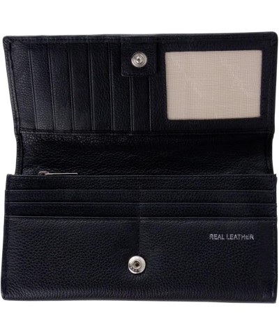 Ladies Long Flap Over Pebble Purse/Wallet, Dahlia, Casual Black $28.25 Wallets