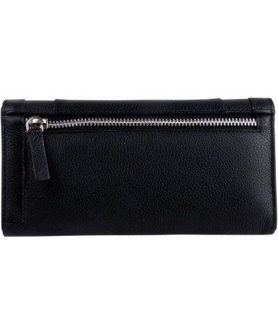 Ladies Long Flap Over Pebble Purse/Wallet, Dahlia, Casual Black $28.25 Wallets