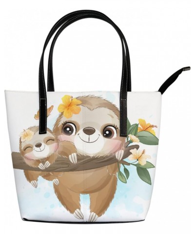 Shoulder Bag Tote Bags for Women Cute Little Sloth Leather Shopper Work Handbags Large Casual Bag $22.08 Totes