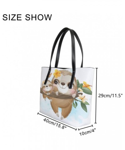 Shoulder Bag Tote Bags for Women Cute Little Sloth Leather Shopper Work Handbags Large Casual Bag $22.08 Totes