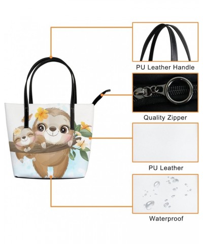 Shoulder Bag Tote Bags for Women Cute Little Sloth Leather Shopper Work Handbags Large Casual Bag $22.08 Totes