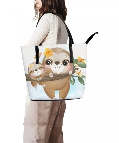 Shoulder Bag Tote Bags for Women Cute Little Sloth Leather Shopper Work Handbags Large Casual Bag $22.08 Totes