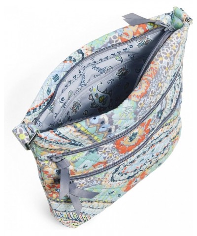 Cotton Triple Zip Hipster Crossbody Purse Citrus Paisley - Recycled Cotton $23.85 Crossbody Bags