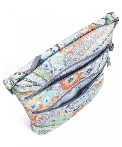 Cotton Triple Zip Hipster Crossbody Purse Citrus Paisley - Recycled Cotton $23.85 Crossbody Bags