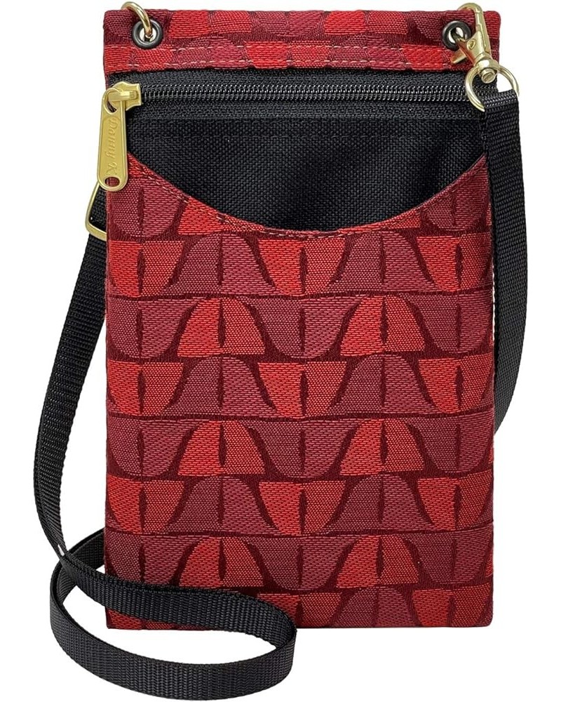 Women's Tapestry Crossbody Cell Phone or Passport Purse, Handmade in USA Melody / Red $12.90 Crossbody Bags