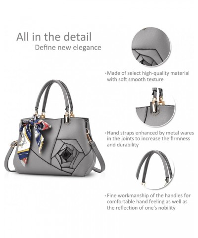 Flowers Handbag for Women Top Handle Bags PU Leather Messenger Bag Fashion Shoulder Bag Tote Satchel Ladies Crossbody Bag Gra...