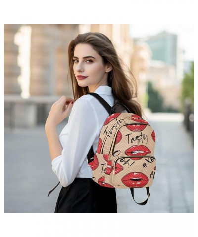 Woman Lips Sexy Mini Backpack Purse for Women, Valentine Xoxo Travel Backpack Fashion Backpack Lightweight Shoulder Bag Small...