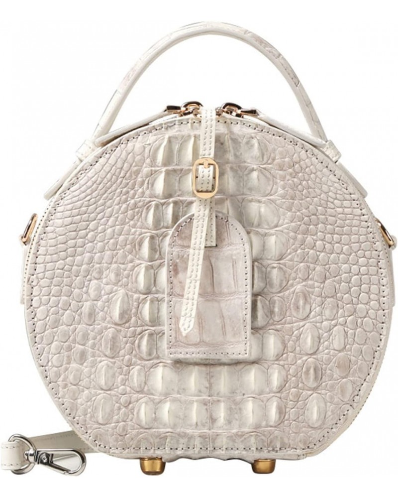 Crocodile Crossbody Bag for Women Genuine Leather Small Round Top Handle Shoulder Bag $223.04 Totes