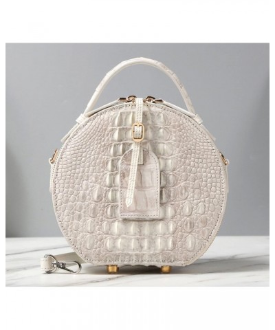 Crocodile Crossbody Bag for Women Genuine Leather Small Round Top Handle Shoulder Bag $223.04 Totes