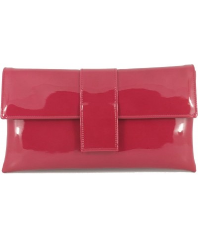 Womens Elegant Patent Clutch Shoulder Bag Occasion Wedding Party Prom Purse Raspberry Cerise $27.49 Evening Bags