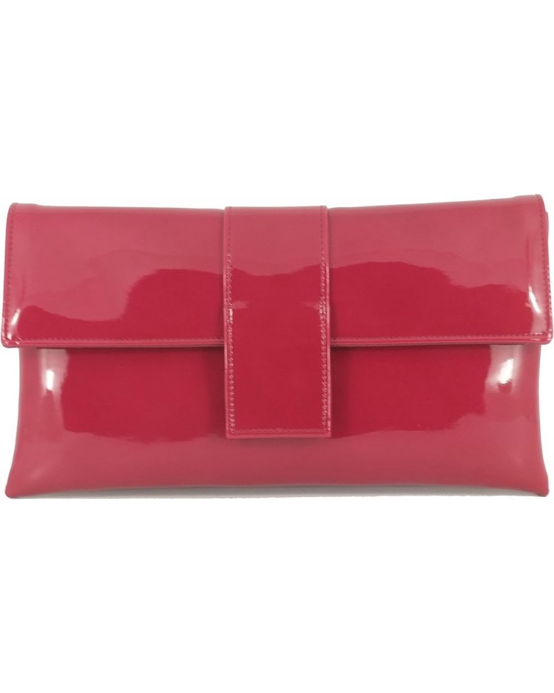 Womens Elegant Patent Clutch Shoulder Bag Occasion Wedding Party Prom Purse Raspberry Cerise $27.49 Evening Bags