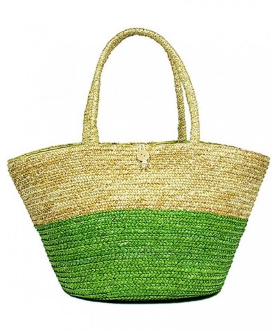 STRAW TOTE: WOVEN WHEAT STRAW TOTE - 2 TONES - BG-R11053 Lime $11.42 Handbags