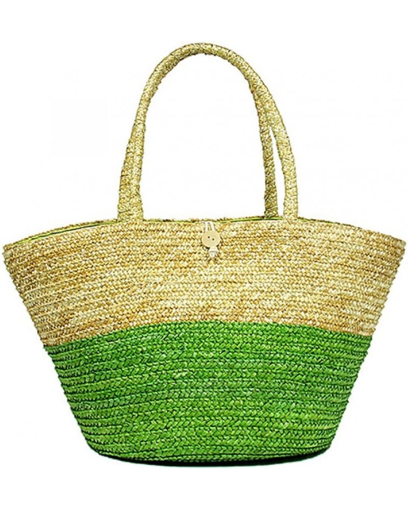 STRAW TOTE: WOVEN WHEAT STRAW TOTE - 2 TONES - BG-R11053 Lime $11.42 Handbags