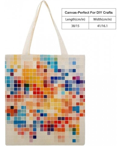 Colorful Square Abstract Tote Bag Boho Style Geometry Cotton Tote Bag Canvas Bag Minimalist Tote Bag Women Gift Totebag-2 $11...