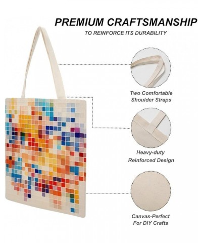 Colorful Square Abstract Tote Bag Boho Style Geometry Cotton Tote Bag Canvas Bag Minimalist Tote Bag Women Gift Totebag-2 $11...