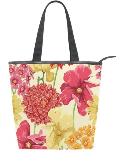 Tote Canvas Shoulder Bag Spring Autumn Flower Floral Womens Handbag $9.84 Shoulder Bags