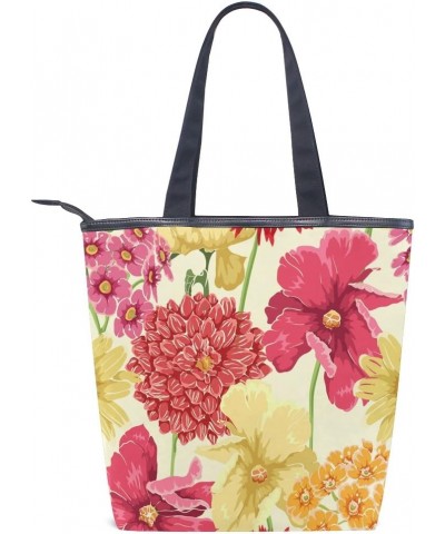 Tote Canvas Shoulder Bag Spring Autumn Flower Floral Womens Handbag $9.84 Shoulder Bags