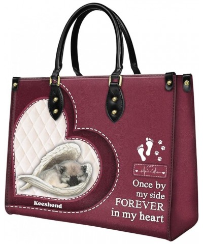 Keeshond Leather Bag Women Fashion Synthetic Leather Handbags Shoulder Bag For Dog Lover Style 7 $35.90 Totes