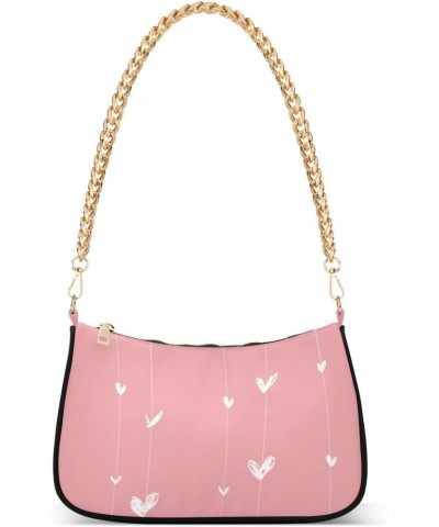 Women Small Shoulder Bag Pink-love-heart-girl Girl Classic Purse Tote HandBag $23.53 Totes