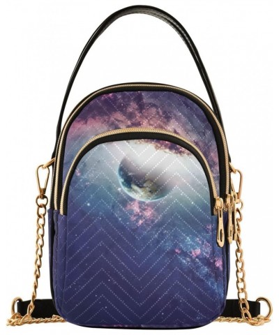 Cosmic Planet Nebula Quilted Crossbody Bag for Women, Small Cell Phone Bag Shoulder Handbags Purse with Leather Strap $11.44 ...