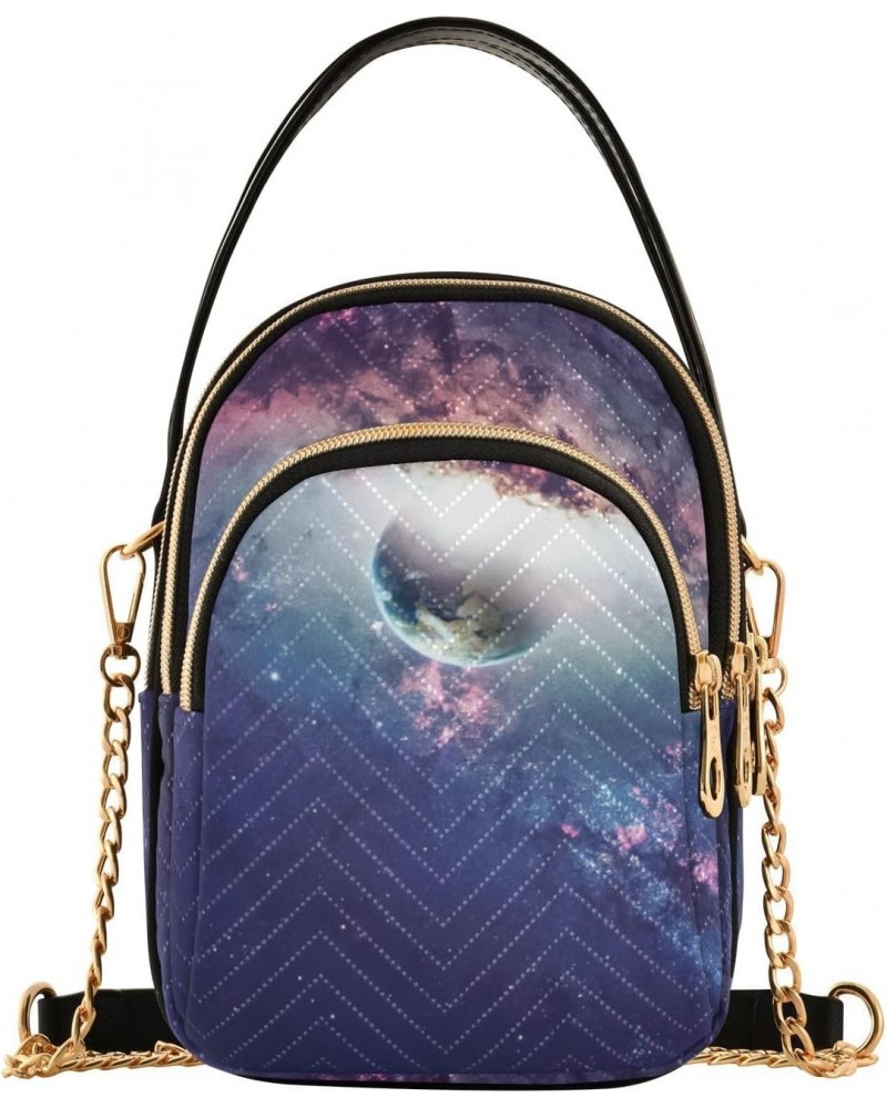 Cosmic Planet Nebula Quilted Crossbody Bag for Women, Small Cell Phone Bag Shoulder Handbags Purse with Leather Strap $11.44 ...