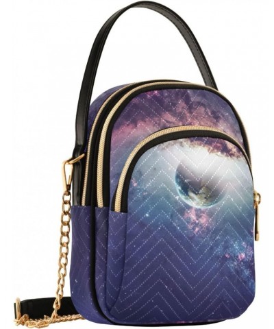 Cosmic Planet Nebula Quilted Crossbody Bag for Women, Small Cell Phone Bag Shoulder Handbags Purse with Leather Strap $11.44 ...