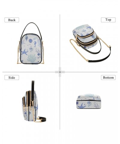 Seashells Hearts Women's Crossbody Bag Three Zipper Design Handbag Shoulder Bag Wallet Color494 $10.92 Shoulder Bags