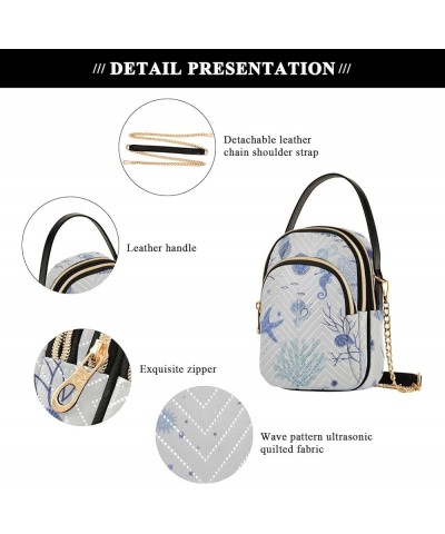 Seashells Hearts Women's Crossbody Bag Three Zipper Design Handbag Shoulder Bag Wallet Color494 $10.92 Shoulder Bags