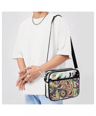 Flowers-orchid-rose-leave Clear Crossbody Shoulder Purse Bag for Men Women, Stadium Clear Messenger Bag Style-1 $13.49 Crossb...