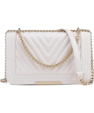 Crossbody Bags for Women Fashion Quilted Shoulder purse with Convertible Chain Strap Classic Satchel Handbag Off White-lm715 ...