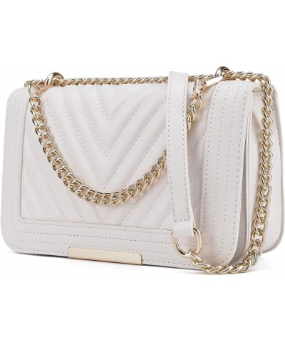 Crossbody Bags for Women Fashion Quilted Shoulder purse with Convertible Chain Strap Classic Satchel Handbag Off White-lm715 ...