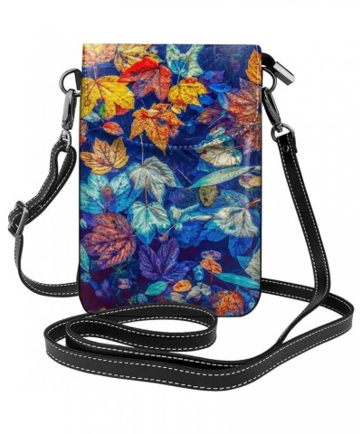 Small Crossbody Bag For Women,Leather Phone Purse Women'S Shoulder Handbags Wallet Purse -Elephant And Flowers Colorful Fall ...