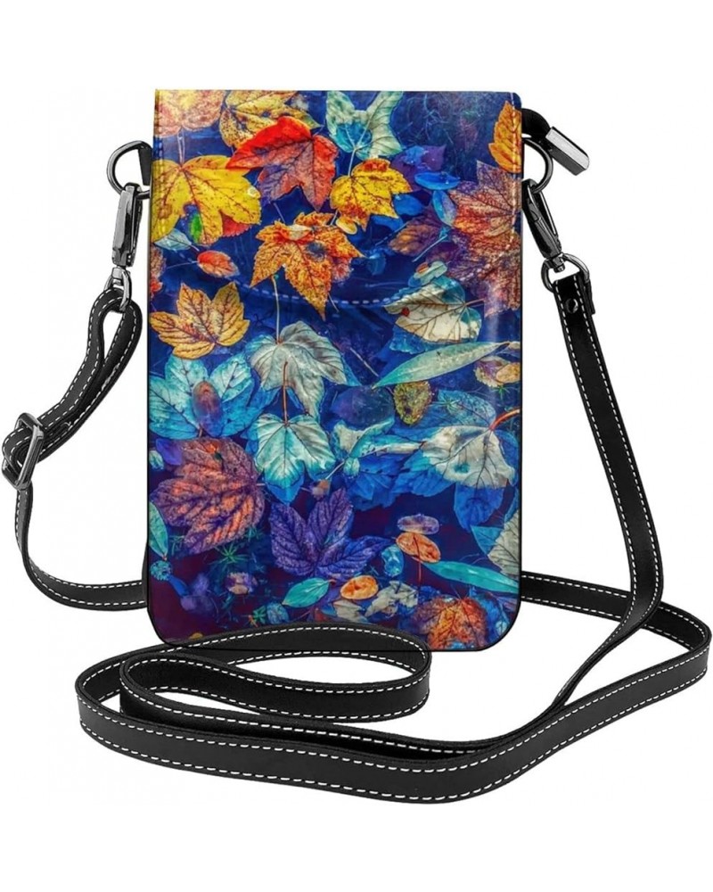 Small Crossbody Bag For Women,Leather Phone Purse Women'S Shoulder Handbags Wallet Purse -Elephant And Flowers Colorful Fall ...