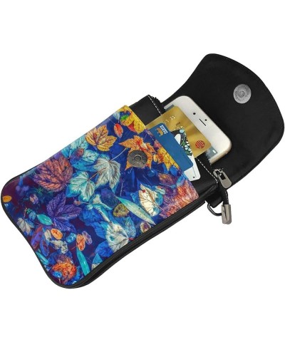 Small Crossbody Bag For Women,Leather Phone Purse Women'S Shoulder Handbags Wallet Purse -Elephant And Flowers Colorful Fall ...