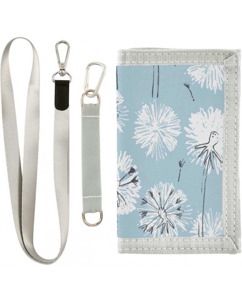 Dandelion Flowers Trifold Wallet Fabric Wallet Small Nylon Wallet Card Wallet with Lanyard $9.68 Wallets