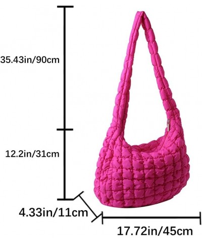 Quilted Tote Bag for Women Large Puffer Crossbody Bag Quilted Hobo Bag Puffy Tote Bag Lightweight Padding Shoulder Bag A-rose...