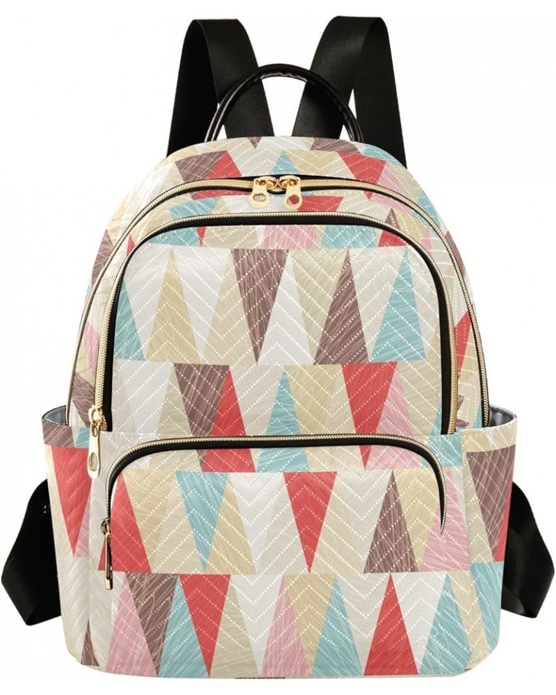 Colorful Geometry Women Backpack Purse Shoulder Bag Color Medium $14.85 Backpacks