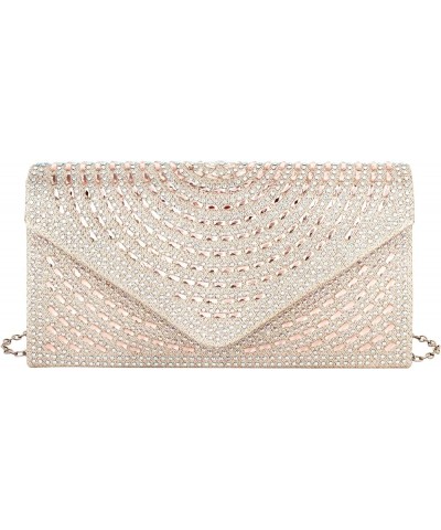 Glitter Rhinestone Evening Clutch Purses Formal Sequins Handbag Crossbody Shoulder Bag for Women B-champagne $12.75 Evening Bags