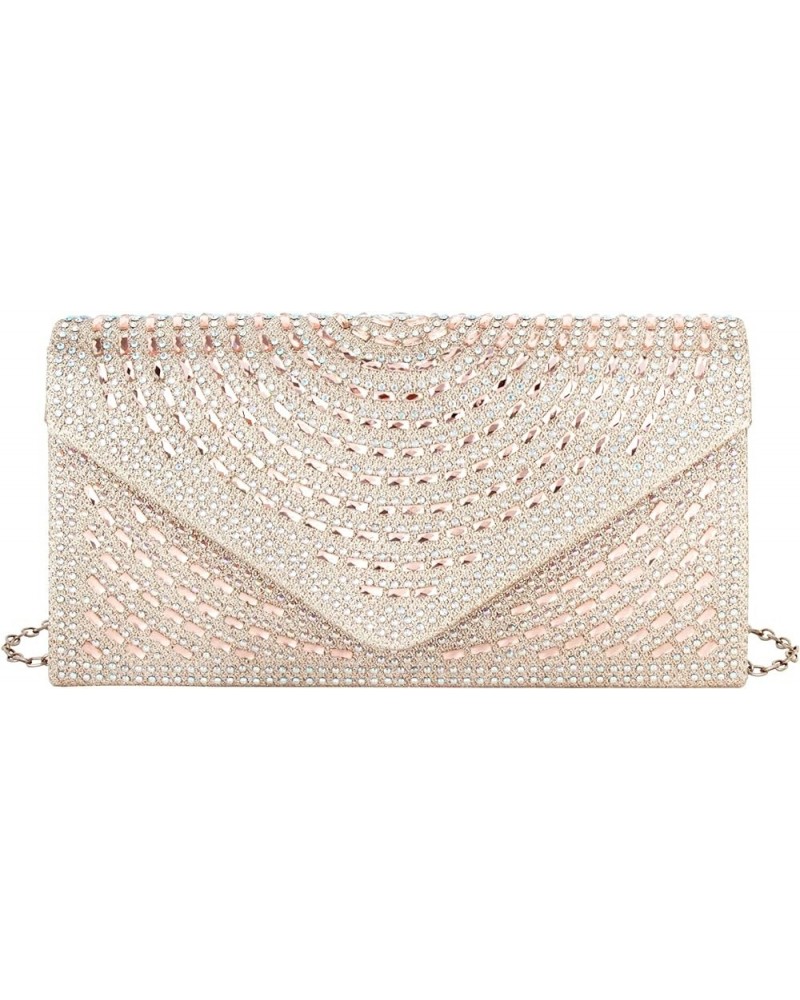 Glitter Rhinestone Evening Clutch Purses Formal Sequins Handbag Crossbody Shoulder Bag for Women B-champagne $12.75 Evening Bags