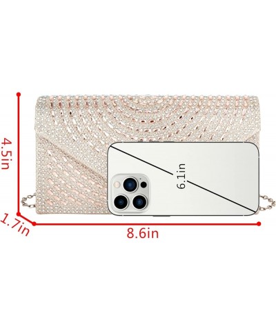 Glitter Rhinestone Evening Clutch Purses Formal Sequins Handbag Crossbody Shoulder Bag for Women B-champagne $12.75 Evening Bags