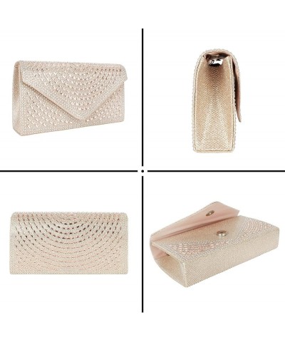 Glitter Rhinestone Evening Clutch Purses Formal Sequins Handbag Crossbody Shoulder Bag for Women B-champagne $12.75 Evening Bags