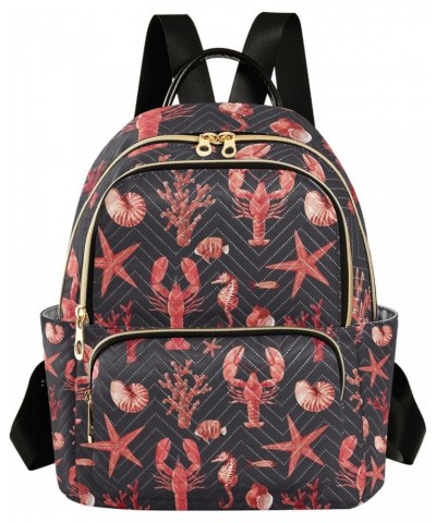 Ocean Women Backpack Lobster Coral Conch Starfish Anti-Theft Travel Backpack with Luggage Belt Lightweight Handbag Lady Purse...