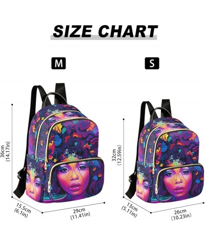 Women's Small Fashion Backpack African Woman Purple Print Ladies Travel Daypack Aesthetic Shoulder Bag 10.2×5.1×12.5 IN $14.4...