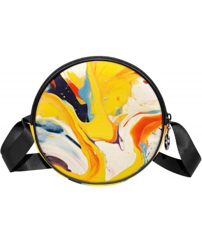 Small Round Crossbody Bag Shoulder Bag Handbag Purse, abstract painting $9.60 Crossbody Bags