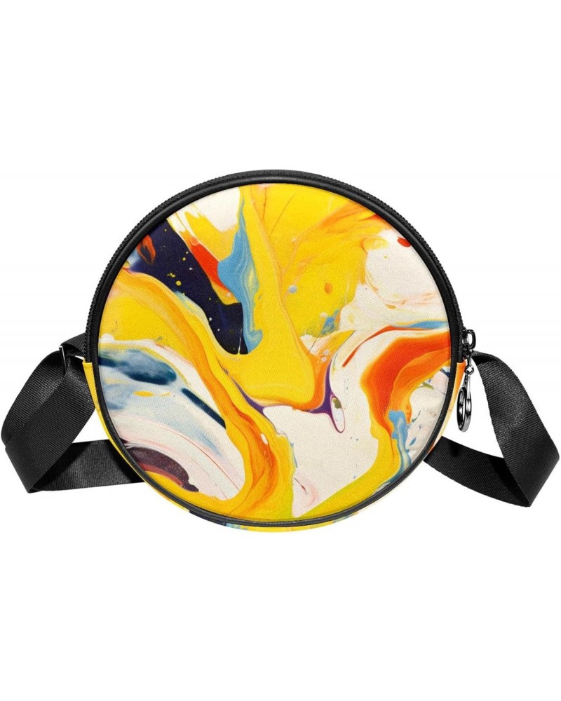 Small Round Crossbody Bag Shoulder Bag Handbag Purse, abstract painting $9.60 Crossbody Bags