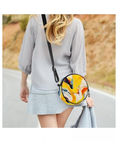 Small Round Crossbody Bag Shoulder Bag Handbag Purse, abstract painting $9.60 Crossbody Bags