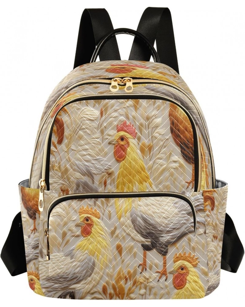 Gold Rooster Leaves Women Backpack Purse Ladies Fashion Designer Shoulder Bag Travel Bag $10.92 Backpacks