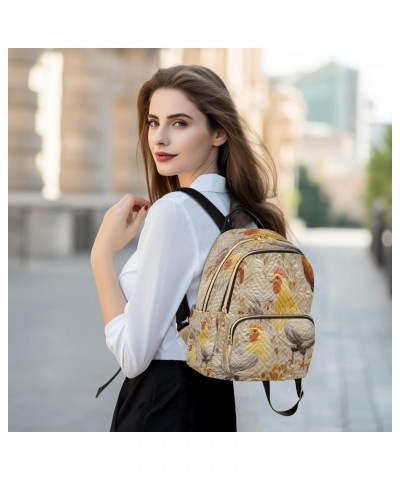 Gold Rooster Leaves Women Backpack Purse Ladies Fashion Designer Shoulder Bag Travel Bag $10.92 Backpacks