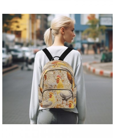 Gold Rooster Leaves Women Backpack Purse Ladies Fashion Designer Shoulder Bag Travel Bag $10.92 Backpacks