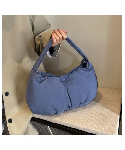 Women Large Capacity Quilted Tote Bag for Women Puffer Hobo Handbag Padding Quilted Bag Autumn Underarm Bag Blue $20.97 Totes